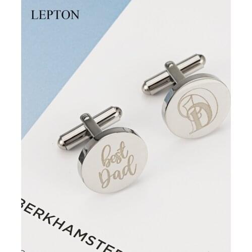 Hot Sale Best Dad cufflinks for mens Lepton brand stainless steel high polish cuff links Fathers Day birthday gift for men