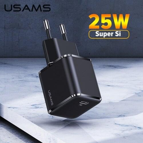 USAMS Super Si 25W PD Charger Super Fast Charger QC 3.0 2.0 USB Type C Charge For iPhone12 Pro Mini Max 11/Huawei/Xiaomi/Samsung