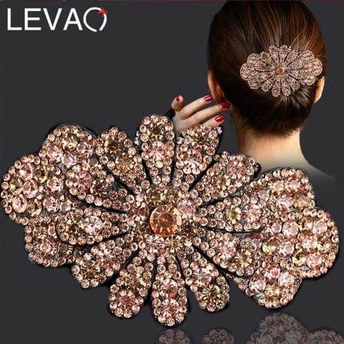Levao Rhinestones Flower Bangs Clip Hairpin Hair Clips for Women Hair Accessories Pearl Barrette Clip Hair Claw Hairgrip