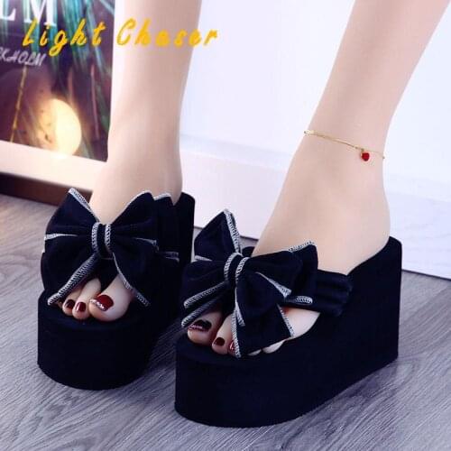 Women Sandals Platform Sandals Shoes Women Bow 2021 Summer Sandals Slipper Indoor Outdoor Flip-flops Beach Shoes Female Slippers