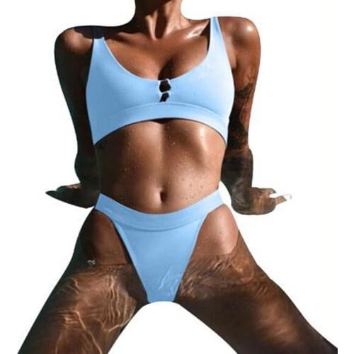 2019 Sexy Womens Bikini Set Push-Up Hollow Bandage Swimsuit Bathing Suit Beachwear Swimwear High Waist