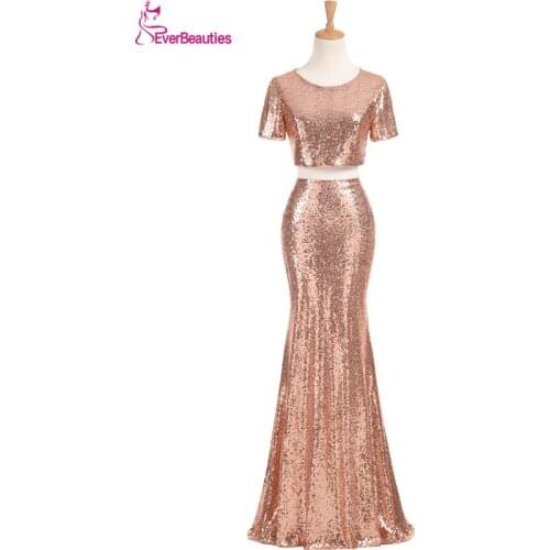Rose Gold Bridesmaid Dresses Long Sequins Robe De Demoiselles D Honneur Pour Mariage 2020 High Quality Wedding Party Dresses