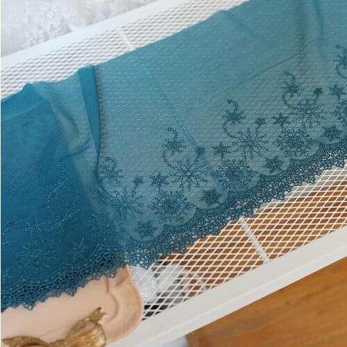 1 Meter Blue Green Embroidery DIY Lace Trim Embroidered Lace Mesh for Garments Wedding Dress Decoration
