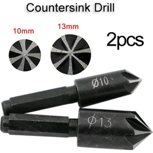 2PCS 7 Flute Countersink Drill Bit Black High Carbon Steel Hex Countersink Boring Set For Wood Metal Quick Change Drill Bit J3