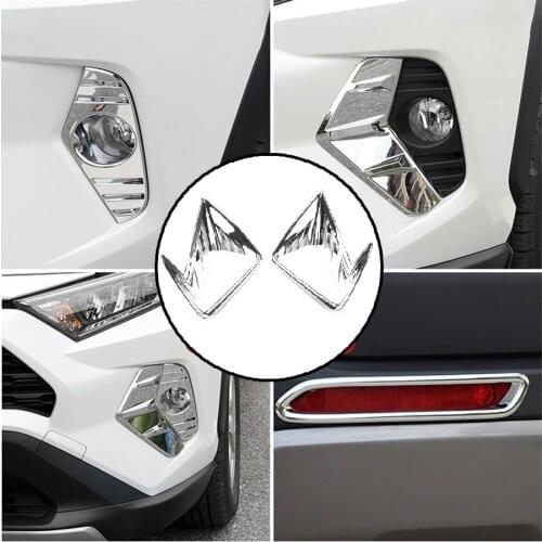 Wooeight 2x Front Bumper Rear Fog Light Lamp Foglight Cover Trim Molding Surround Decoration Car Styling For RAV4 2016-2019 2021