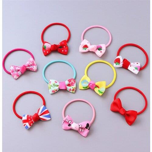 20 Pcs/set Fashion Small Bowknot Elastic Rubber band Head rope Mini Solid Ribbow Bow Tie For Girls Hair Accessories 20 colors
