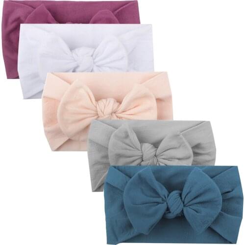 5PCS Baby Toddler Kids Girls Mixed color Knot Turban Headband Bow Elastic Head Wraps headwear for girl Hair Accessories Jly15