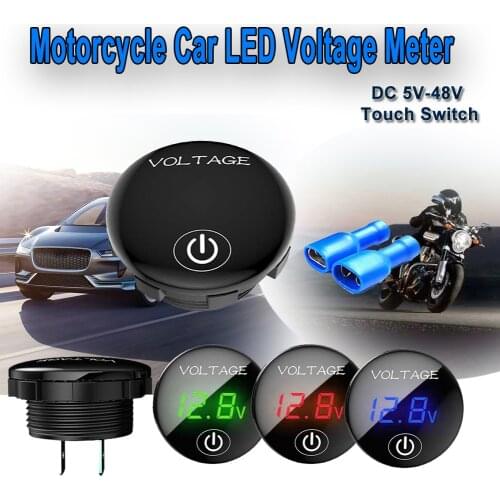 Car Motorcycle DC 5V-48V LED Panel Digital Voltage Meter Battery Capacity Display Voltmeter with Touch ON OFF Switch
