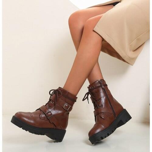 Thick Sole Chelsea Boots Women Slip On Boots Leather Platform Boots Ladies Martin Boots Handsome Designer