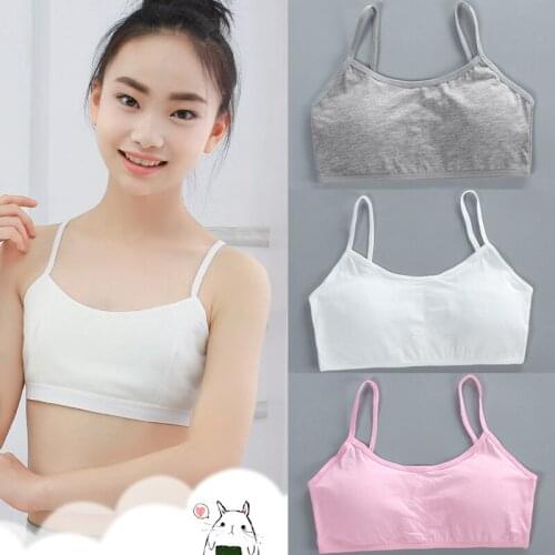 Children Bra Young Teenagers Girl student Vest Thin Underwear Narrow Shoulder Not Steel Ring Strap Bra 8-15Y