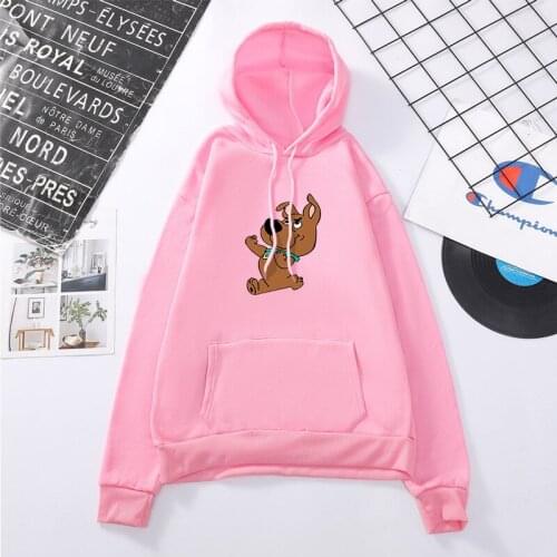Carttoon Dog Print Hoodies Women Sweatshirt Casual Brand Long Sleeve Warm Hooded Violet Coat Casual Pullover Oversize Sportswear