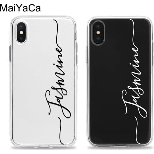 Personalized Clear Case for iPhone 11 12 Pro Max mini XS XR 6S 7 8 Plus SE 2020 Custom Handwritten Cursive Name Cover