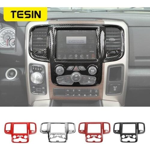 TESIN Car Center Console Navigation Panel Decoration Cover Stickers For Dodge Ram 1500 2011-2017 Car Interior Accessories