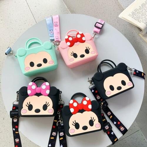Minnie Mouse Childrens 3D Bag Mini Shoulder Bag Cartoon Silicone Coin Purse Boy Crossbody Bags Gift for Baby Girls