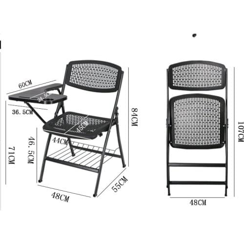 Breathable Folding Conference Chairs Office Chair Writing Chair with Wordpad and book holder
