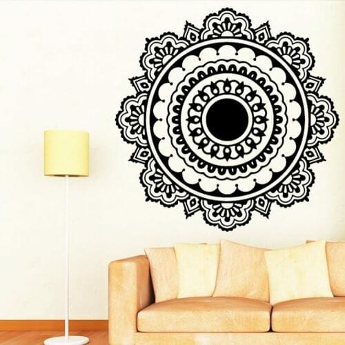 India Wall Decals Buddhism India Mandala Removable Wall Stickers For Living Room Namaste Vinyl Home Decoration Bedroom Y840