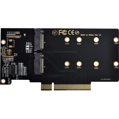 Jimier Dual 2X NVME M.2 AHCI to PCIE Express 3.0 Gen3 X8 X16 Raid Card VROC Raid0 Hyper Adapter