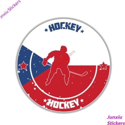 Creative Czech Republic Flag Hockey Sport Car Sticker Car Styling Decal Accessories Vinyl PVC 12cm*12cm Motorcycle Waterproof
