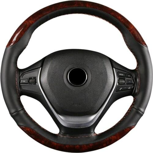 Car Steering Wheel Cover 37/38 cm wooden Soft Leather Braid With Needles Thread Universal Interior accessories For bmw 3 honda