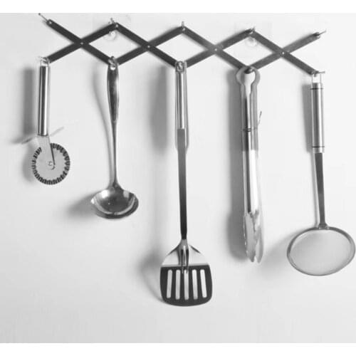 Kitchen Utensil Organizer Stainless Steel Spoon Holder Storage Rack Pot Lid Plate Holder Rack 4 Sectional Adjustable Extended