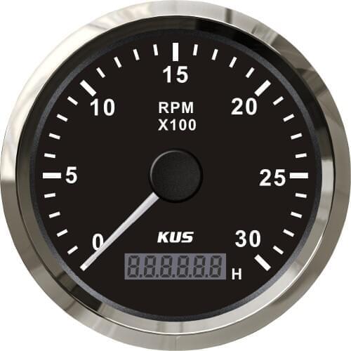 Best price 85mm/ 3-3/8" black faceplate stainless steel bezel boat car tachometer 0-3000rpm for gas engine high quality