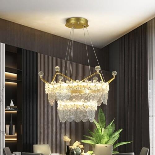 Crown Chandelier Living Room Light Luxury Postmodern Atmosphere Bedroom Room Net Red Crystal Lamp 2021 New