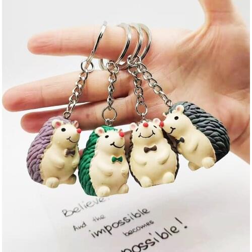Various colors Simulation little Hedgehog keychain anime cartoon cute hedgehog baby student gift keychain chain pendant