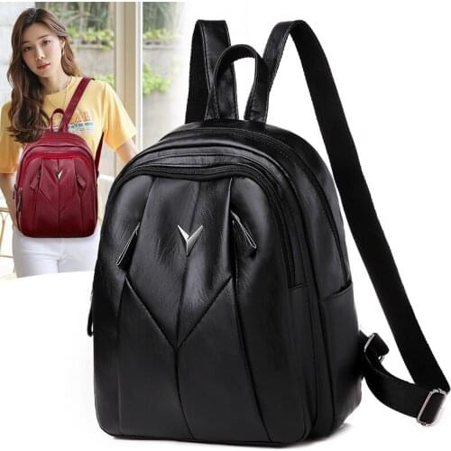 Ladies Backpack Fashion Oxford Backpack Large-capacity Waterproof Travel School Bag Trendy Korean Style PU Soft Leather Backpack