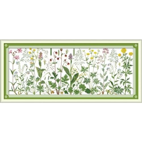 Flowers on the meadow cross stitch kit aida 14ct 11ct count print canvas cross stitches needlework embroidery DIY handmade