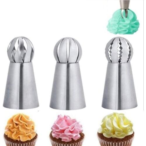 3Pcs/Set Russian Piping Tips Icing Piping Tip Set Cake Decorating Supplies Decoration Tips Ball Piping Tips Cake Decorating Tool