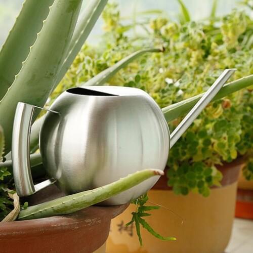 New 1000mL stainless steel spherical drip pot plant flowers and water bottle long mouth watering pot