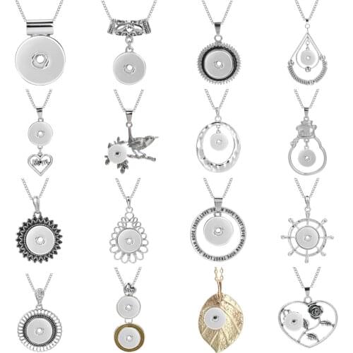 New Snap Button Jewelry Necklaces Vintage Metal Leaf Mom 18mm Snap Necklace DIY Snap Jewelry Necklace Pendant Gift