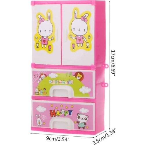 NEW Cartoon Rabbit Closet Wardrobe Doll Accessories For Babie Doll Girls Toy Princess Bedroom Furniture N0HD