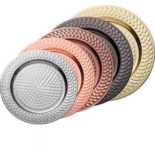 European-style Dinner Plate Golden Dinner Plate Serving Plate Disc Cake Plate Western Steak Disc Kitchen Plate Undefined