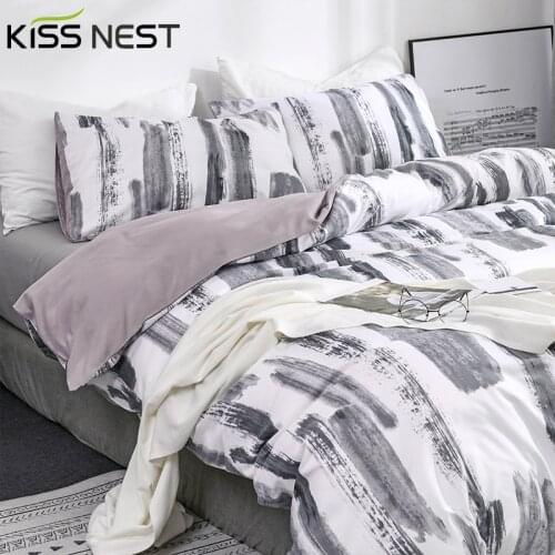 Reactive Printed Nordic Bed Cover 150,Duvet Covers For Bed 150， 240x220 Luxury Ink Painting Super Soft And Warm Bedding Set