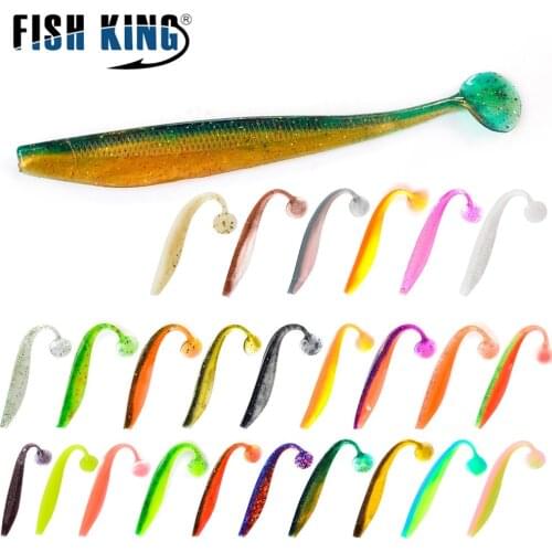 FISH KING 9/12/16cm Soft Fishing Lure Wobblers Carp Artificial Silicone Bait T Tail Worm Jig Easy Shiner For Pike Bass Carp