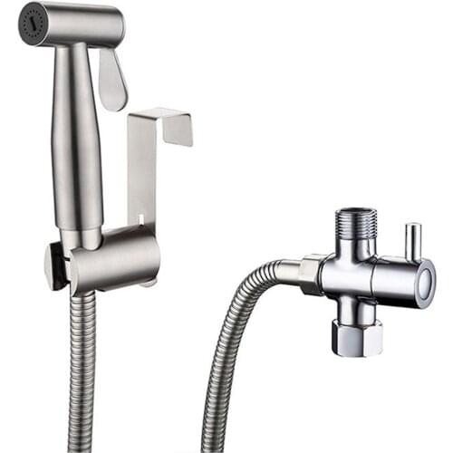 Handheld Bidet Sprayer Shattaf Cloth Diaper Toilet Sprayer Stainless Steel Brushed Bathroom Shower Bidet Spray Set