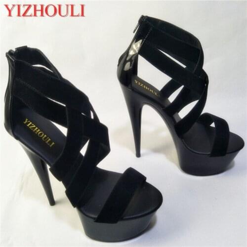 6 Inch fashionable sandals punk queen gladiator sexy shoes with big size 15 cm high heels Sandals