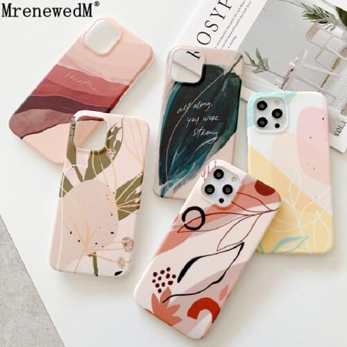 Art Watercolor Painting Silicone Phone Case For iPhone 12 11 Pro X XR XS Max 12 Mini SE2 7 8 Plus Retro Leaf Soft IMD Back Cover