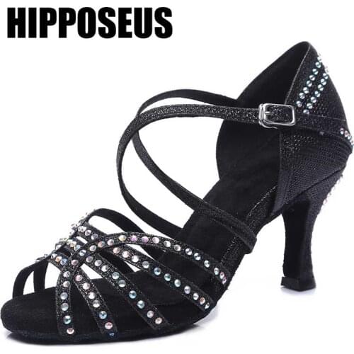 Latin Dance Shoes Womens Ballroom Dance Shoes Ladies High Heeled Professional Girls Children Dance Shoes 6/7.5/8.5/9/10cm Heels