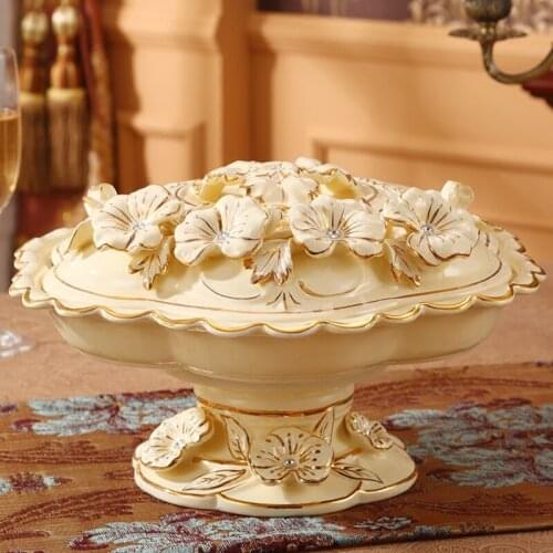 EUROPEAN LUXURY PALACE ROTATING CERAMIC CANDY FRUIT PLATE MODERN HOME DRIED FRUIT PLATE SNACK STORAGE BOX ORNAMENT DECORATION