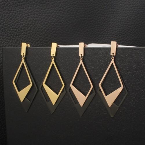 Personality Fashion Stainless Steel Jewelry Simple Drop Newest Rose Gold Color Earrings Joker For Woman And Girl EEDZBWBA