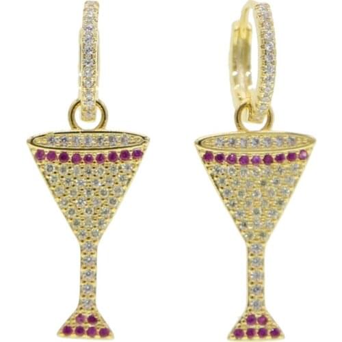 Womens jewelry drop dangle earringr rainbow cz Wine glass long earrings for women dropshipping