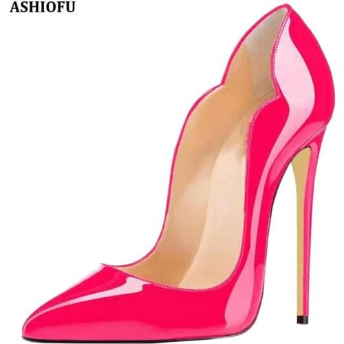 ASHIOFU Handmade Ladies High Heel Pumps Office&Career Party Slip-on Dress Shoes Large Size Fashion Evening Court Shoes 4 Colors