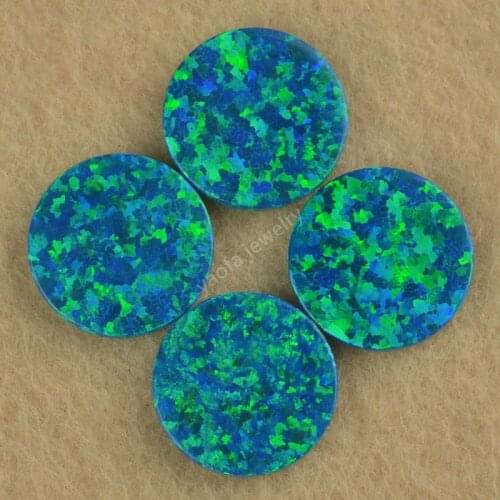 1pcs/lot popular round coin double flat back 10mm 11mm OP36 peacock blue fire loose opal stone for DIY opal jewelry making
