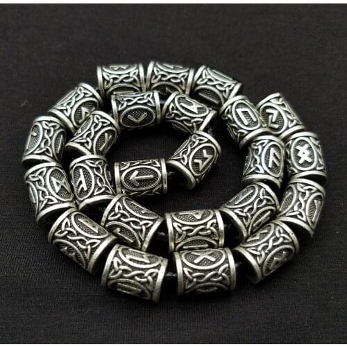 1Pcs Norse Runes Beads For Jewelry Making Diy Metal Crafts Runas Vikingas Jewerly Runic Letter Bead Fit Charm Viking Bracelet