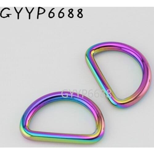 10-30-100pcs 32x19mm Rainbow welded d ring belt buckle 1.2 Inch closed metal D ring for bags round edge dee rings