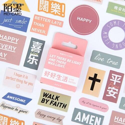 46pcs/box Stationery Sticker Creative Good Life Text Series Scrapbooking Journal Stickers Diary Stationery Album Decoration
