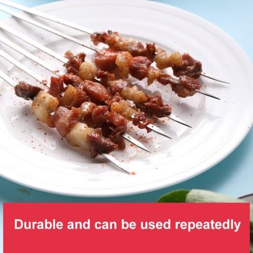 50/100PCS Stainless Steel Barbecue Skewer Barbecue Meat Vegetables Sausage Special Sign Lengthen Kitchen Meat Supplies