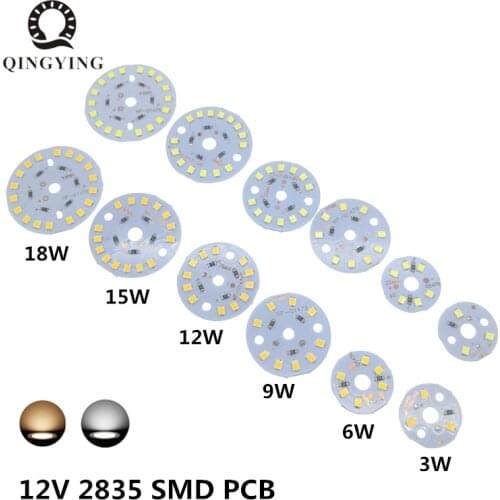 50pcs DC12V LED PCB 3W 6W 9W 12W 15W 18W 2835 SMD Lamp Plate Needn't Driver Light Source White/ Warm White Lamp Panel